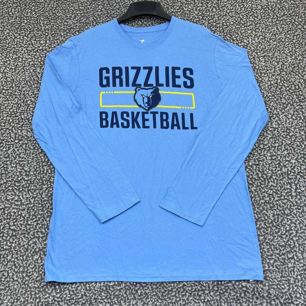 Memphis Grizzlies Shirt Men Large Blue Fanatics Long Sleeve Crew Neck New L